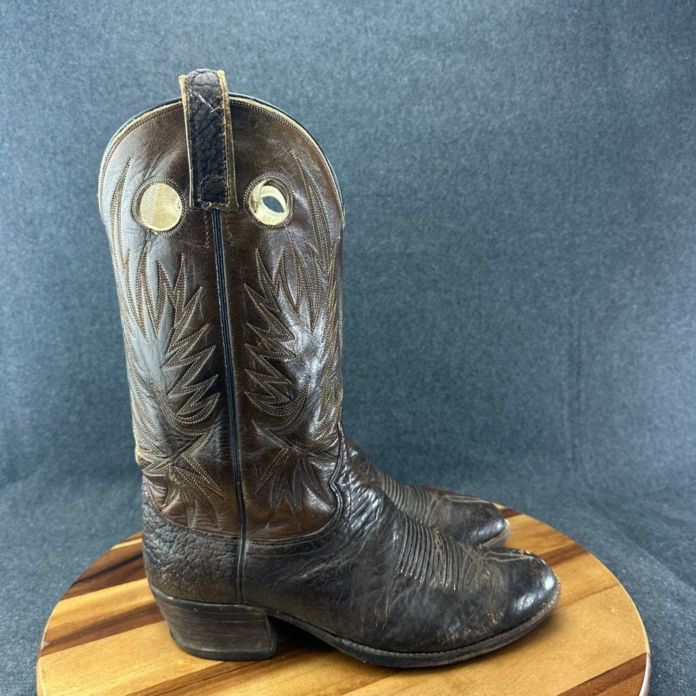 Dan Post 6829 Brown Round Toe Exotic Cowboy Boots Men's Size 9.5E